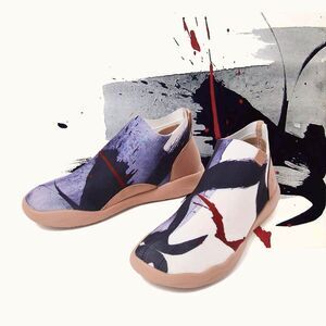 UIN Men’s Shoes High Top Knitted Boots Sneaker (INK MARKS)